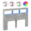 vidaXL Čelo postele &uacute;ložn&yacute; prostor a LED betonově &scaron;ed&eacute; 140x17x102 cm