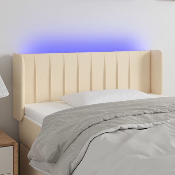 vidaXL Čelo postele s LED kr&eacute;mov&eacute; 103 x 16 x 78/88 cm textil