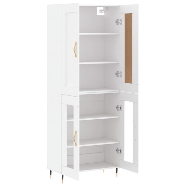 vidaXL Skř&iacute;ň highboard b&iacute;l&aacute; 69,5 x 34 x 180 cm kompozitn&iacute; dřevo