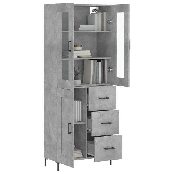 vidaXL Skř&iacute;ň highboard betonově &scaron;ed&aacute; 69,5x34x180 cm kompozitn&iacute; dřevo