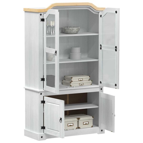 vidaXL Vitr&iacute;na B&iacute;l&aacute; 103,5 x 42 x 180 cm Masivn&iacute; borov&eacute; dřevo