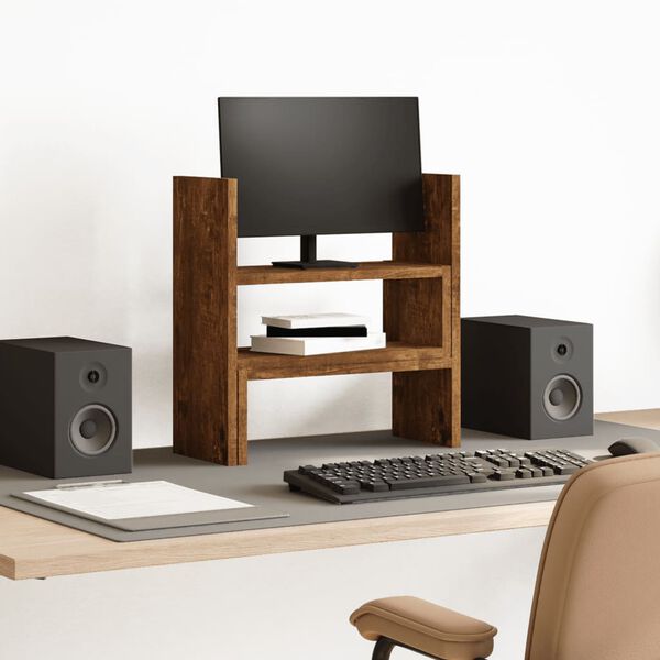 vidaXL Stolní organizér nastavitelný kouřový dub 40x17x41 cm kompozit