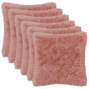 vidaXL Povlak na pol&scaron;t&aacute;ř 6 ks HEERLEN Růžov&aacute; 30 x 30 cm PV fleece