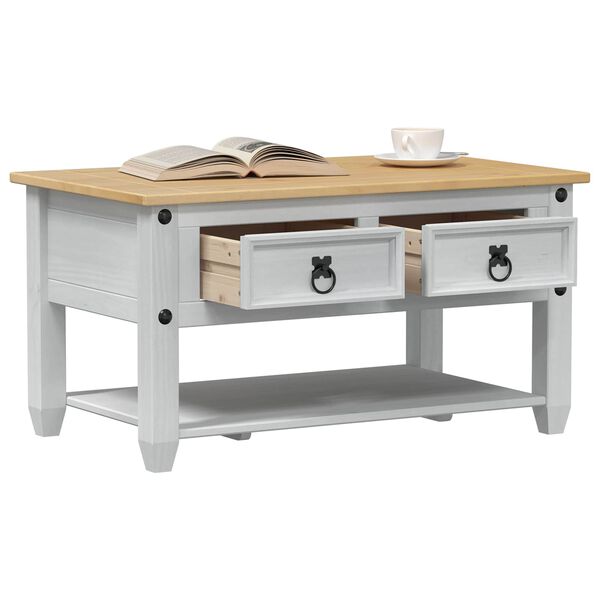 vidaXL Konferenčn&iacute; stolek B&iacute;l&aacute; 85 x 50 x 45 cm Masivn&iacute; borov&eacute; dřevo