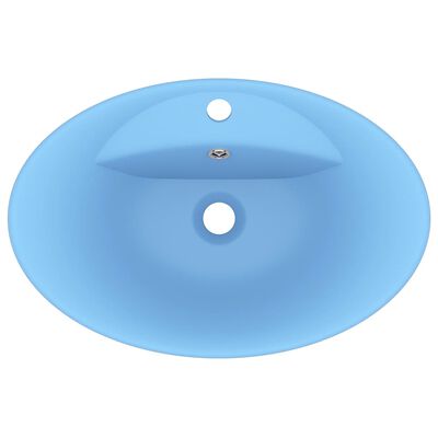 vidaXL Luxusní umyvadlo přepad oválné světle modré 58,5x39 cm keramika