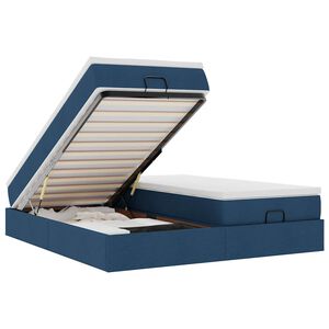 vidaXL Osmansk&yacute; r&aacute;m postele s matrac&iacute; modr&aacute; 160x200cm textil