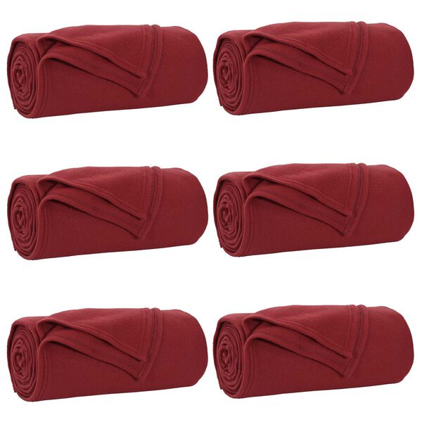 vidaXL Dekoračn&iacute; deky 6 pcs Bordeaux červen&aacute; 170 x 130 cm Fleece