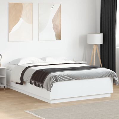 vidaXL Rám postele s LED osvětlením bílý 150 x 200 cm kompozitní dřevo