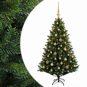 vidaXL Uměl&yacute; v&aacute;nočn&iacute; stromek s baňkami 120 cm 150 LED Tepl&aacute; b&iacute;l&aacute;