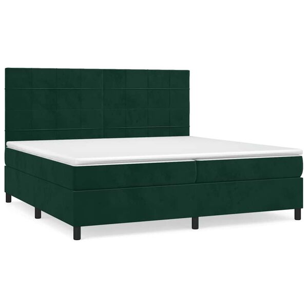 vidaXL Box spring postel s matrac&iacute; tmavě zelen&aacute; 200x200 cm samet