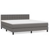 vidaXL Box spring postel s matrac&iacute; &scaron;ed&aacute; 160x200 cm uměl&aacute; kůže