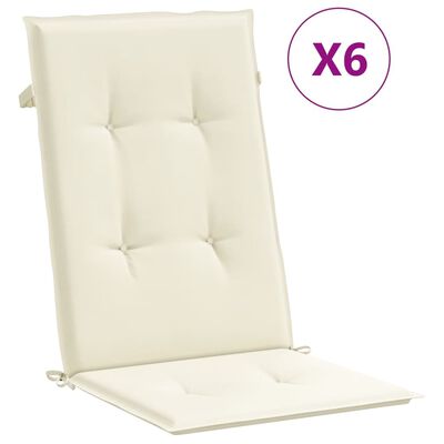 vidaXL Podušky na židli vysoké opěradlo 6 ks krémové 120x50x3cm textil