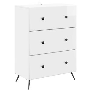vidaXL Skř&iacute;ň se z&aacute;suvkami B&iacute;l&aacute; s vysok&yacute;m leskem 66 x 34,5 x 90 cm