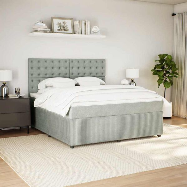 vidaXL Box spring postel s matrac&iacute; světle &scaron;ed&aacute; 180x200 cm samet