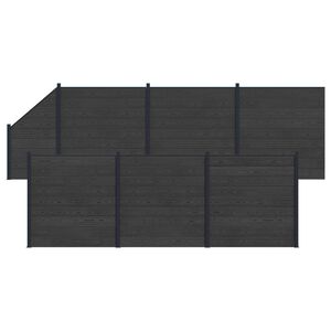vidaXL Sada plotů 7 ks 1138 x 186 cm WPC a hlin&iacute;k Čern&aacute;