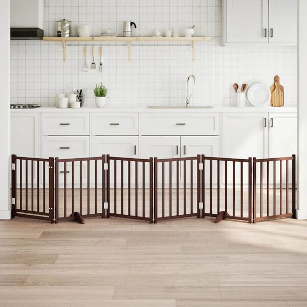 vidaXL Z&aacute;brana pro psy s dv&iacute;řky skl&aacute;dac&iacute; 6 panelů hněd&yacute; dub 300 cm