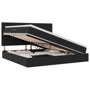 vidaXL Postel s &uacute;ložn&yacute;m prostorem a matrac&iacute; Čern&aacute; 200 x 200 cm samet