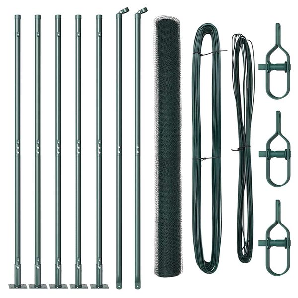 vidaXL Plotov&yacute; sloupek. Zelen&aacute; 10 x 1,5 m (s&iacute;ť 13 mm) Ocel a PVC