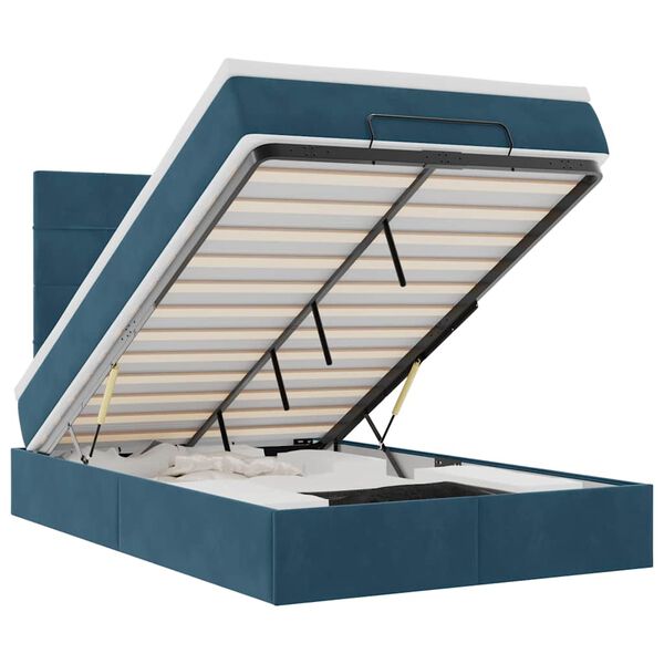 vidaXL Osmansk&yacute; r&aacute;m postele s matracemi tmavě modr&aacute; 120x190 cm samet