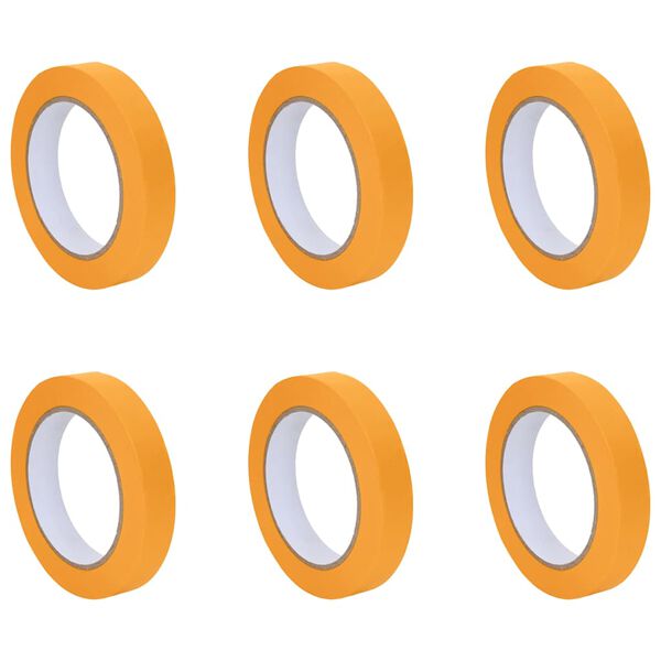 vidaXL Maskovac&iacute; p&aacute;sky pro mal&iacute;ře 6 pcs Žlut&aacute; 19mm x 50m Pap&iacute;r