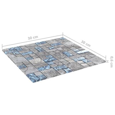 vidaXL Mozaikové dlaždice 22 ks šedé a modré 30 x 30 cm sklo