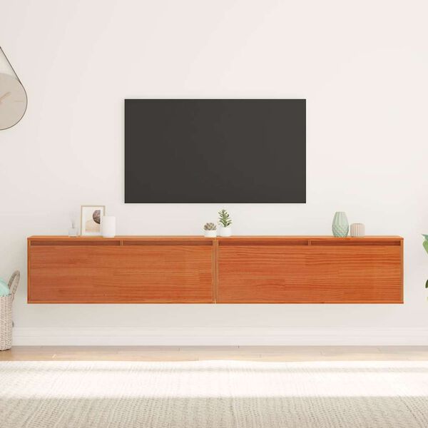 vidaXL N&aacute;stěnn&aacute; skř&iacute;ňka s polic&iacute; Voskově hněd&aacute; Masivn&iacute; borov&eacute; dřevo