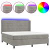 vidaXL Box spring postel s matrac&iacute; a LED světle &scaron;ed&aacute; 160x200 cm samet