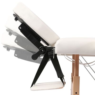 vidaXL Krémově bílý skládací masážní stůl se 3 zónami a dřevěným rámem