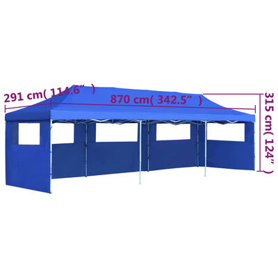 vidaXL Skládací nůžkový party stan s 5 bočními stěnami 3 x 9 m modrý