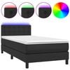 vidaXL Box spring postel s matrac&iacute; a LED čern&aacute; 80 x 200 cm uměl&aacute; kůže