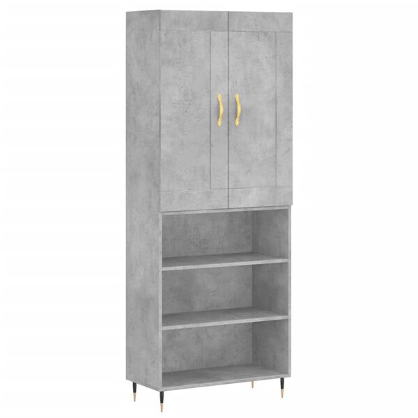 vidaXL Skř&iacute;ň highboard betonově &scaron;ed&aacute; 69,5x34x180 cm kompozitn&iacute; dřevo