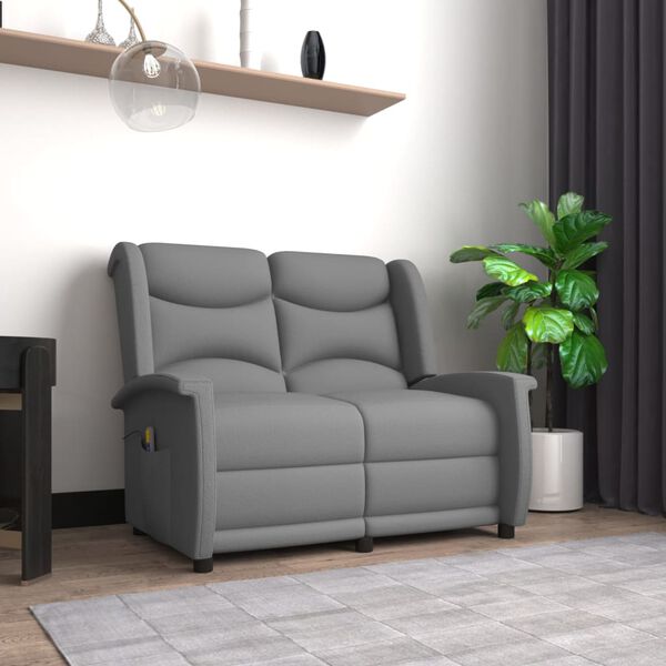 vidaXL 2místné masážní polohovací křeslo světle šedé mikrovlákno