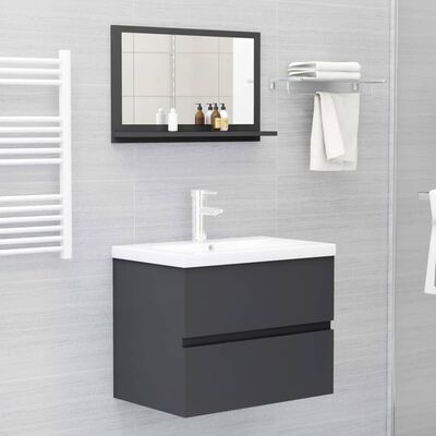 vidaXL Koupelnové zrcadlo šedé 60 x 10,5 x 37 cm dřevotříska