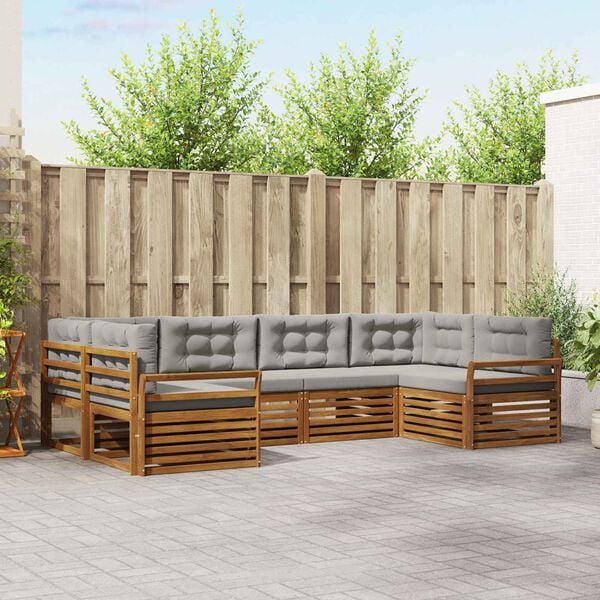 vidaXL Venkovn&iacute; pohovkov&aacute; souprava 6 pcs Př&iacute;rodn&iacute; a světle &scaron;ed&aacute;