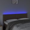 vidaXL Čelo postele s LED hněd&eacute; 144x5x78/88 cm uměl&aacute; kůže