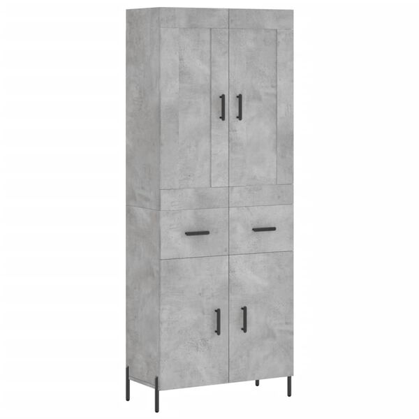 vidaXL Skř&iacute;ň highboard betonově &scaron;ed&aacute; 69,5x34x180 cm kompozitn&iacute; dřevo