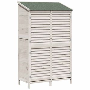 vidaXL Zahradn&iacute; shed B&iacute;l&aacute; 106 x 56 x 176,5 cm Masivn&iacute; jedlov&eacute; dřevo