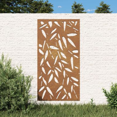 vidaXL Zahradní nástěnná dekorace 105 x 55 cm corten Bambusový list