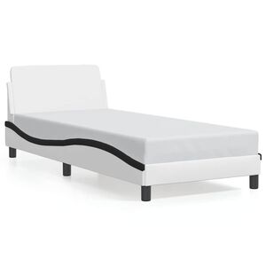 vidaXL R&aacute;m postele Dover b&iacute;l&yacute; a čern&yacute; 90 x 200 cm uměl&aacute; kůže
