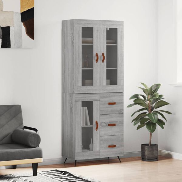 vidaXL Skř&iacute;ň highboard &scaron;ed&aacute; sonoma 69,5 x 34 x 180 cm kompozitn&iacute; dřevo
