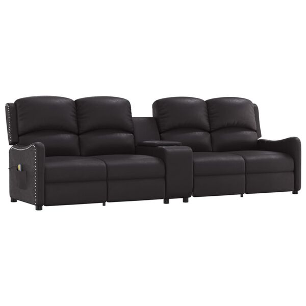 vidaXL 4místné masážní polohovací křeslo s držáky nápojů černé koženka