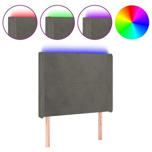 vidaXL Čelo postele s LED tmavě &scaron;ed&eacute; 93 x 16 x 118/128 cm samet