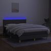 vidaXL Box spring postel s matrac&iacute; a LED tmavě &scaron;ed&aacute; 140x200 cm textil