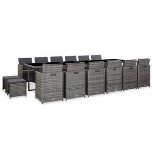 vidaXL 17d&iacute;ln&yacute; zahradn&iacute; j&iacute;deln&iacute; set s podu&scaron;kami polyratan &scaron;ed&yacute;