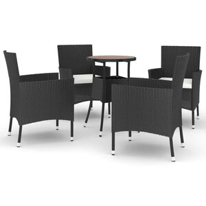 vidaXL 5d&iacute;ln&yacute; zahradn&iacute; bistro set s podu&scaron;kami čern&yacute; polyratan