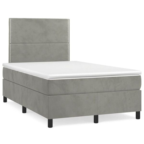 vidaXL Box spring postel s matrac&iacute; světle &scaron;ed&aacute; 120x190 cm samet
