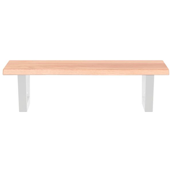 vidaXL Deska pod umyvadlo n&aacute;stěnn&aacute; ocel a masivn&iacute; dubov&eacute; dřevo