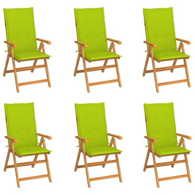 vidaXL Zahradní židle 6 ks s jasně zelenými poduškami masivní teak
