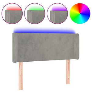 vidaXL Čelo postele s LED světle &scaron;ed&eacute; 103 x 16 x 78/88 cm samet