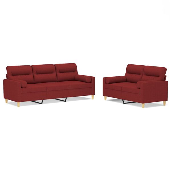 vidaXL 2d&iacute;ln&aacute; sedac&iacute; souprava s pol&scaron;t&aacute;ři a podu&scaron;kami v&iacute;nov&aacute; textil